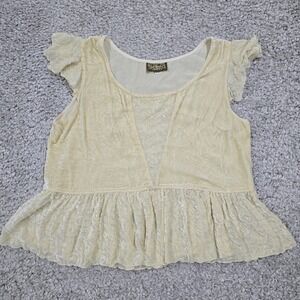 Hot Knots Womens Velvet Peplum Top‎ Size Small Y2K Romantic Party